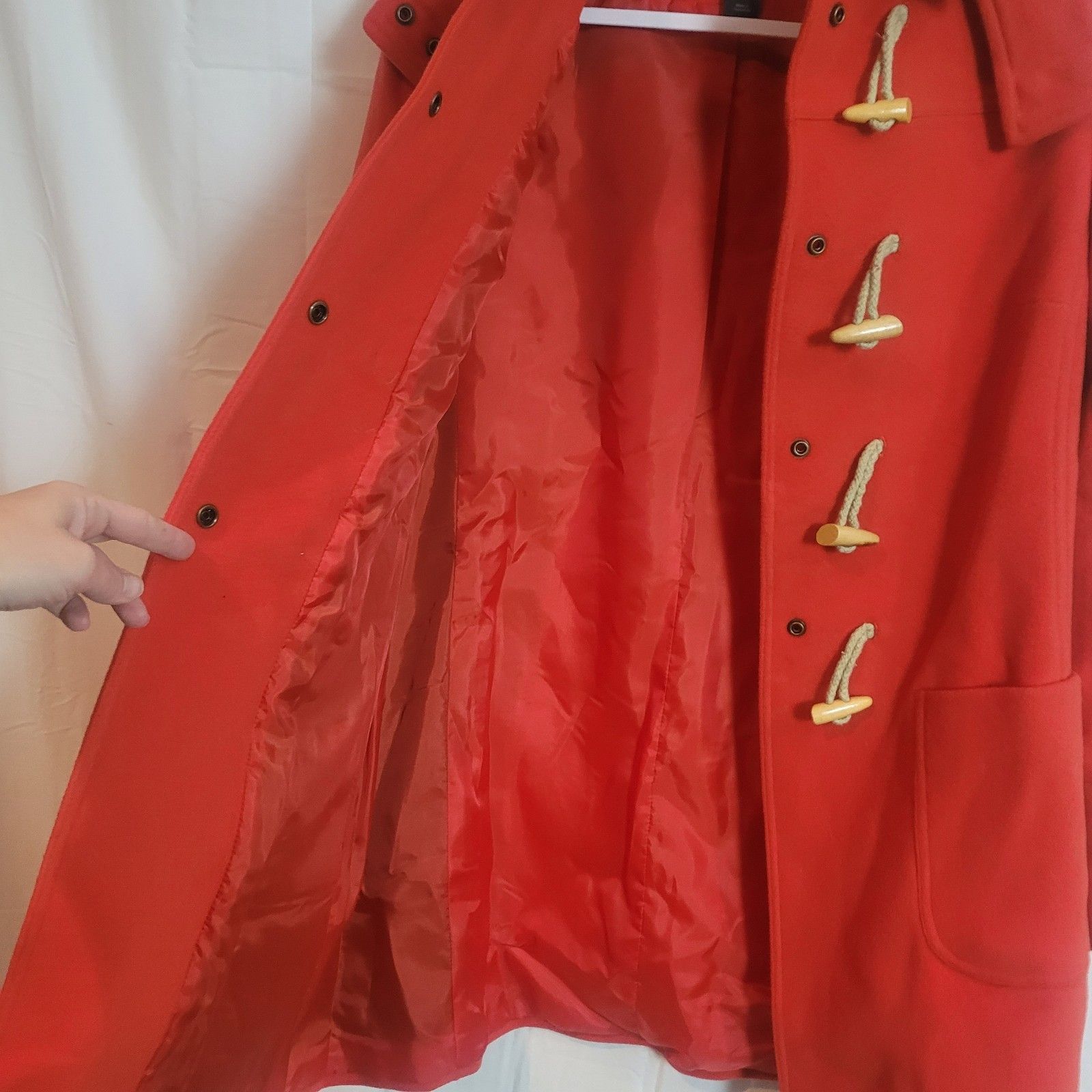 Moda International Wool Toggle Peacoat Women's Medium Orange Red Coat Y2k Nwot — image 3 of 8